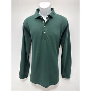 TailorByrd Men's Long Sleeve Twill Knit Polo shirt - Green XL